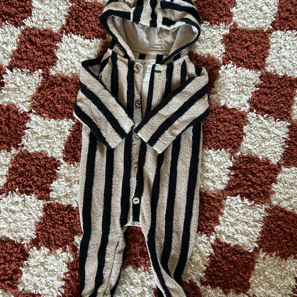 Cozy Striped Kids Footie with Hood